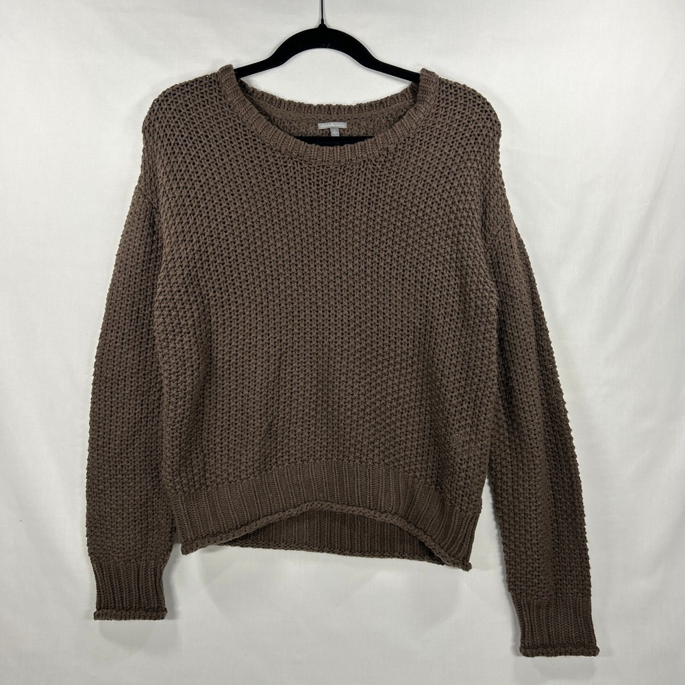 Y2K Charlotte Russe Brown Open Knit Crew Neck Sweater Size L